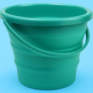 Imagem de Balde Retrátil de Silicone 5 L – Dobrável, Compacto, Multiuso para Camping, Lavagem e Uso Doméstico (verde agua)