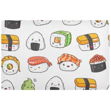 Imagem de TSENQUE Tapete de porta personalizado de salmão kawaii, fofo, engraçado, tapete de entrada, antiderrapante, para casa, lavável, impermeável, tapete de entrada 81 x 50 cm