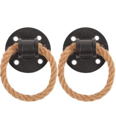 Imagem de Garneck Puxadores de gaveta vintage de 2 peças - puxadores pretos rústicos para armários - puxadores de corda estilo náutico de guarda-roupa e móveis para baú e portas deslizantes