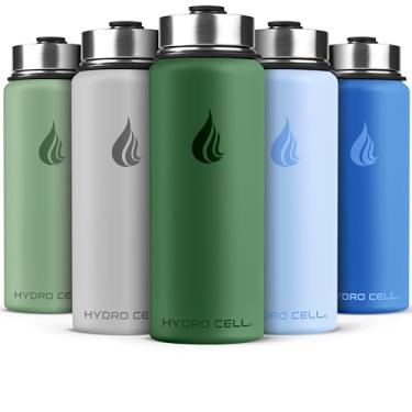Imagem de HYDRO CELL Garrafa de água isolada de aço inoxidável com canudo - para bebidas frias e quentes - Frasco de metal a vácuo com tampa de rosca e garrafa térmica esportiva moderna à prova de vazamento