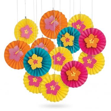 Imagem de Fun Express - Luau Icon Fan Bursts for Party - Party Decor - Hanging Decor - Misc Hanging Decor - Party - 12 Pieces