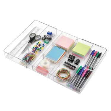 Imagem de Briwooody 1 peça, 2 peças, organizadores de gaveta de acrílico expansíveis, 9 divisórias de gaveta transparentes ajustáveis para mesa, maquiagem, joias, escritório, utensílios de cozinha (pequeno)