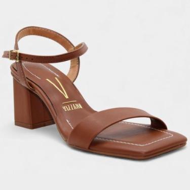 Imagem de Sandália Vizzano Salto Bloco Médio Feminina - Marrom, 37