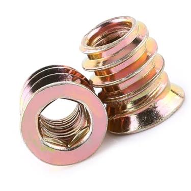 Imagem de Generic Porcas de Inserção Duráveis ​​de Aço Carbono para Móveis de Madeira Parafuso Sextavado Porca de Cabeça para Projeto Diy 20 Peças (M6*13mm)