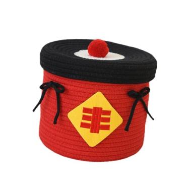 Imagem de IEUDNS Cesto de armazenamento em corda com tampa, organizador para casa, decoração em tecido trançado para quarto de bebê e cosméticos, Colheita