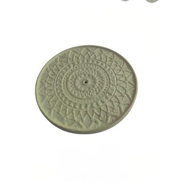 Imagem de Porta incenso redondo mandala em cimento (Bege)