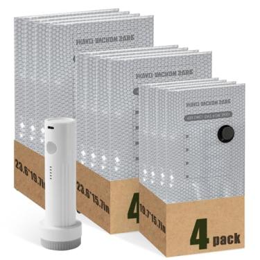 Imagem de Sacos de vedação a vácuo para viagem de roupas, 12 tamanhos combinados com bomba elétrica sem fio, sacos a vácuo economizadores de espaço para viagens e armazenamento de roupas