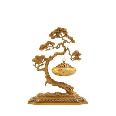 Imagem de porta-vara de incenso Queimador de incenso decorativo criativo em esmalte cobre para sala estar ou escritório(Yellow)