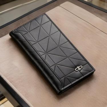 Imagem de Carteira masculina, bolsa de couro longa multifuncional de suprimento direto, organizador de negócios de grande capacidade com bloqueio RFID e vários compartimentos para cartões (preto)