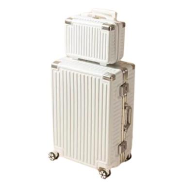 Imagem de Mala de mão sem zíper, moldura de alumínio, capa rígida com trava de senha e bolsa de cosméticos (branca 66 cm), branca, 66 cm, Branco, 26in