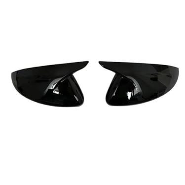 Imagem de Compatível com Opel Corsa F 2019 2020 2021 2022 2023 2024 2025 Capa protetora de espelho retrovisor em forma de buzina de carro feita de material ABS (preto brilhante)