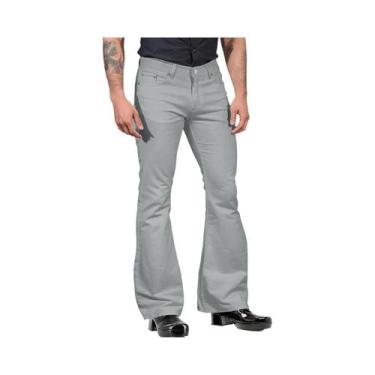 Imagem de Calças Flare Retro Masculinas De Cintura Média Em Cor Sólida Casual Cl