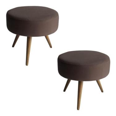 Imagem de Kit 02 Puff Redondo Suede Marron-MODENA DECOR - CASA DA POLTRONA