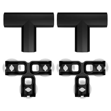 Imagem de FXW Cercadinho de acrílico para cães de interior, conjunto de 2 fivelas T complementares para compartimento, para cercadinho de 76/89 cm, preto