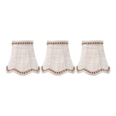 Imagem de 3 peças de abajures europeus vintage, clipe E14, capa de lâmpada de vieira real, clipe de tecido, abajures para quarto, abajur pendente para escritório em casa