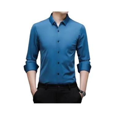 Imagem de Camisa masculina casual fashion empresarial cor sólida manga comprida 