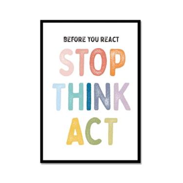 Imagem de Pôster em tela Positive Affirmations Growth Mindset Feelings Wall Art Kids Mental Health Therapy Pictures Playroom Classroom Decor Educational Prints (SKU6,16x24") (40 x 60 cm), moldura de metal preto