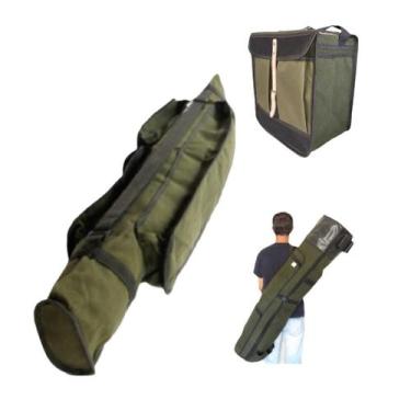 Imagem de Kit Bolsa de Pesca e Porta Vara Molinete 1,0 M  lona Impermeável - Jab