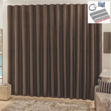 Imagem de Cortina Top Chick 3 Metros Sala Quarto Tecido Ráfia Trilho Comum - Tab