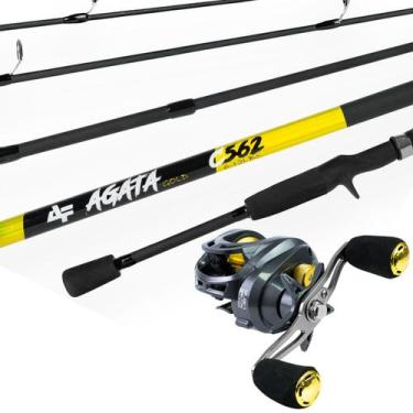 Imagem de Kit de Pesca Vara Carretilha AGATA Gold 1,50m + Carretilha M21 PRO Gol