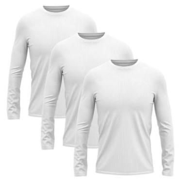Imagem de Kit 3 Camisetas Masculina Segunda Pele Manga Longa Dry Lisa Praia Camisa Blusa Camiseta Treino Bike-Masculino