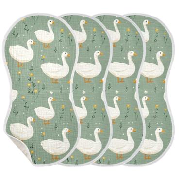 Imagem de Wassud Panos fofos de musselina de gansos para arrotar bebês, pacote com 4, babadores de algodão, toalhas de rosto absorventes e macios para arrotos para meninos e meninas recém-nascidos