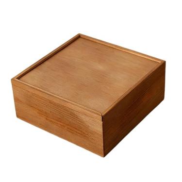Imagem de FytStycale Caixa de madeira para guardar lembranças, com tampa deslizante, recipiente para doces, decoração rústica para casa, caixa de presente, organizador, 22.5 Cm X 22.5 Cm X