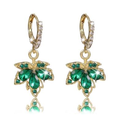 Imagem de Brinco de strass verde, joia do dia de São Patrício, acessório de formatura, brincos irlandeses, casamento, dama de honra, presentes de Natal para mulheres, Middle, Metal, Sem pedra preciosa