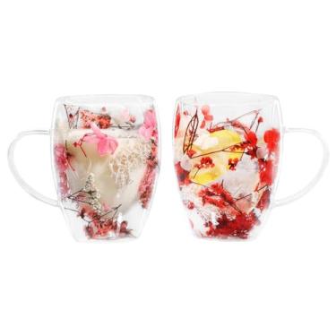 Imagem de LeKuni Pacote com 2 Frascos de Latte Macchiato Flores Secas, Copos de Parede Dupla de 350 ml, Copos de Café Expresso Copos Térmicos de Parede Dupla Cappuccino, Para Chá, Gelado, Chá Gelado, Rosa