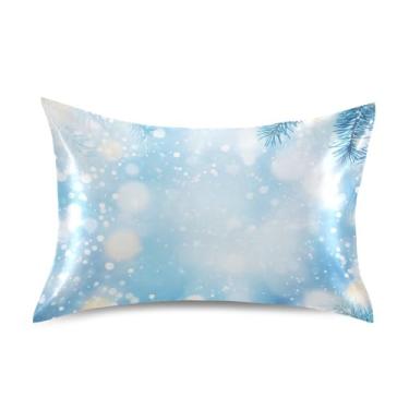 Imagem de Blueangle Fronha de cetim flocos de neve para cabelo e pele, fronha de seda, tamanho Queen (50,8 x 76,2 cm) - Capas de almofada de cetim com fecho de envelope (871)