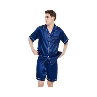 Imagem de Pijamas De Verão Masculinos Em Seda Gelada, Conjunto De Roupas Casuais