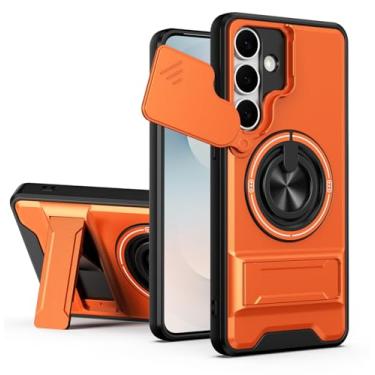 Imagem de SORAKA Capa para Samsung Galaxy S25 FE com suporte,proteção de lente com janela e capa dupla de PC e TPU compatível com suporte magnético para carro