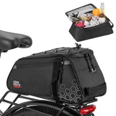 Imagem de KEMIMOTO Bolsa de bicicleta de 11 L com bolsa térmica removível de 6L, bolsa térmica de PVC resistente à água, bolsa térmica para porta-malas de bicicleta com ombro para armazenamento no banco