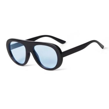 Imagem de Óculos de Sol Oversized Femininos com Lentes Azuis e Armação Grande Tartaruga, Óculos de Sol Masculinos com Proteção UV(4)