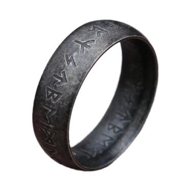 Imagem de Anel Unissex Retrô Viking Odin Com Letras Em Aço Inoxidável 316L  Joia
