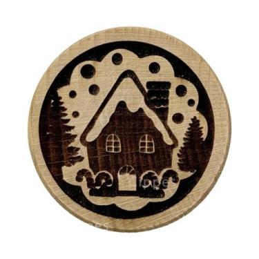 Imagem de Carimbo De Biscoito De Madeira De Natal Com Padrão De Rena E Boneco De