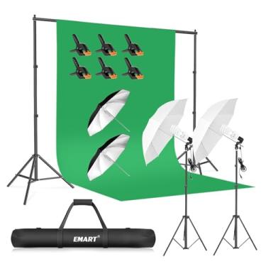 Imagem de EMART Kit de iluminação de estúdio de guarda-chuva branco e prata contínuo para fotografia de fundo de musselina, tela verde cromakey e equipamento fotográfico para sessão de fotos e vídeos