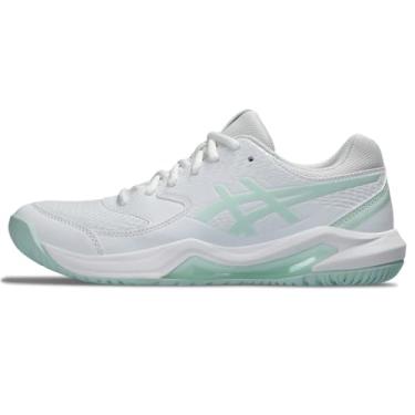 Imagem de ASICS Tênis feminino Gel-Dedicate 8, Branco/azul claro, 37
