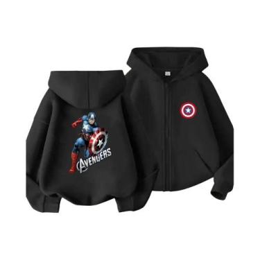 Imagem de Moletom Com Capuz Estilo Zíper Do Capitão América Da Marvel Para Menin