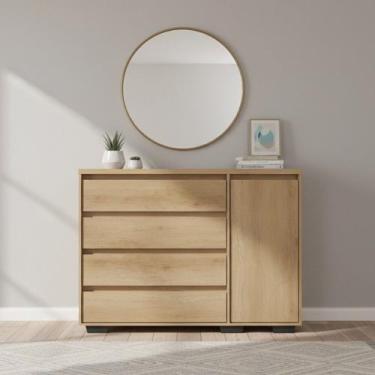 Imagem de Cômoda para Quarto 4 Gavetas e 1 Porta MDF Aurora - THB Móveis
