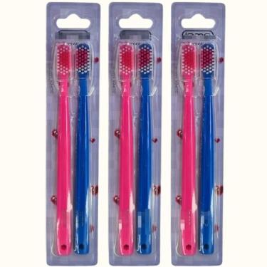 Imagem de escova com coração love para presente、escova super macia formatura、presente dia dos namorados escova dental ((6) Escovas Azul/Rosa)