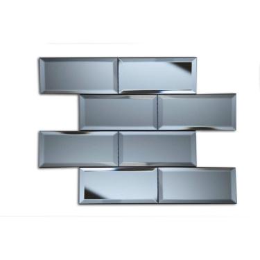 Imagem de Kit 1m² Pastilha de Vidro Refletivo 37cm X 30cm Grey