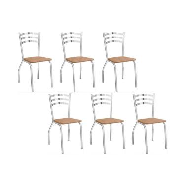 Imagem de Cadeiras Cozinha Portugal C007CR Aço Kit 6 Un Cromada/Corano Capuccino Kappesberg