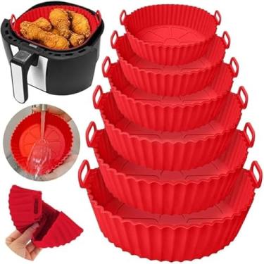 Imagem de Kit com 6 Formas de Silicone Antiaderente para Air Fryer, Reutilizável, Universal, Compatível com Forno, Microondas e Fritadeira Elétrica, Cores Sortidas
