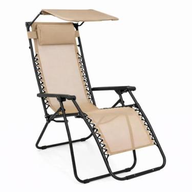 Imagem de Cadeira De Praia Camping Espreguiçadeira Gravidade 0 Com Quebra Sol Al