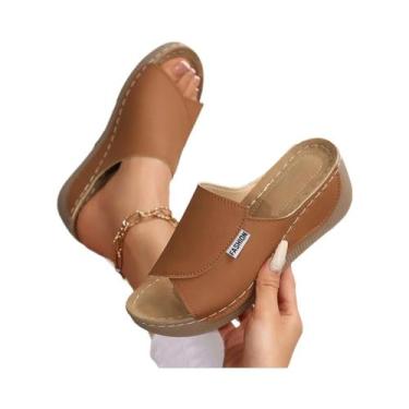 Imagem de Chinelo Feminino De Verão Com Plataforma Macia E Bico Aberto, Salto Mé