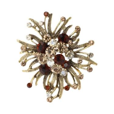 Imagem de Broches De Luxo Femininos Com Strass Em Formato De Flor, Alfinetes De 