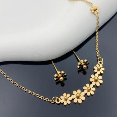 Imagem de Conjunto De Joias Feminino De 3 Peças Em Aço Inoxidável: Colar, Brinco