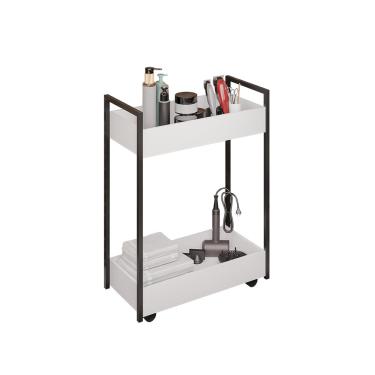 Imagem de Carrinho de apoio Estética Salão Industrial 2 Prateleiras Orla Branco/Pto M12 - D'Rossi