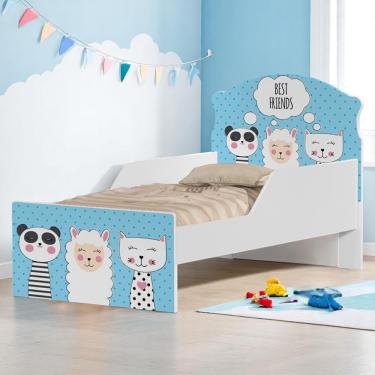 Imagem de Mini Cama Infantil 153,2x79cm com Proteção Lateral Personagens Amigos K02 - D'Rossi